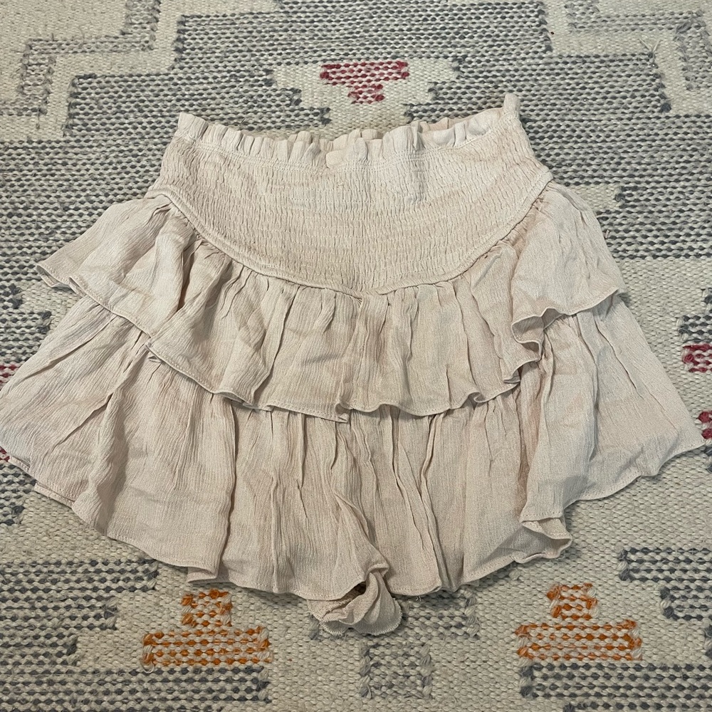 cream ruffle skirt